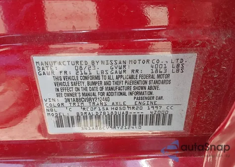 2024 Nissan Sentra Sv Xtronic Cvt z USA, uszkodzony, nr VIN 3N1AB8CV9RY212440